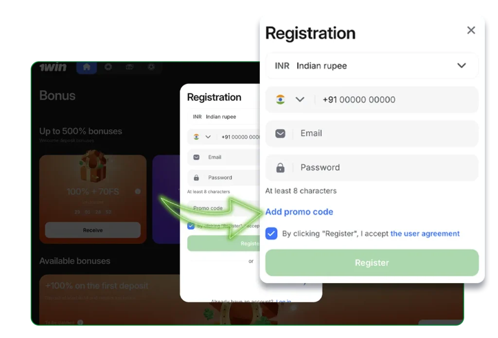Register and Start Betting at 1win India